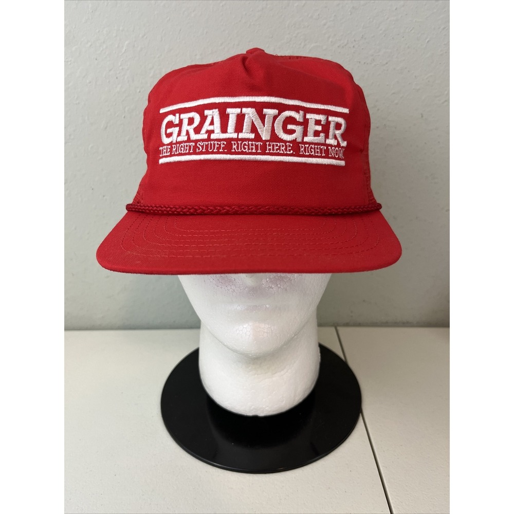 Grainger The Right Stuff Trucker Snapback Mesh Hat Red Made in USA Adjustable